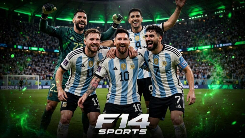 Jogadores da Argentina comemoram a vitória sobre a Suíça, o que garantiu a Argentina na semifinalbda copa .