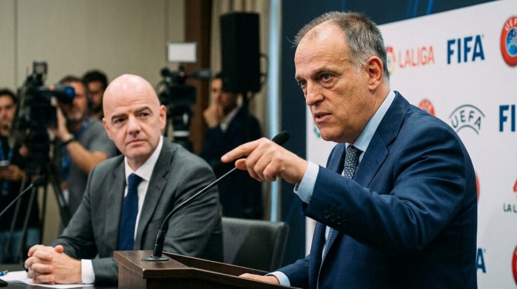 Javier Tebas Tebas pede saída de Infantino e acusa FIFA de prejudicar o futebol. Entenda os bastidores da disputa por bilhões e pelo calendário global.
Palavra-Chave Foco: Javier Tebas Infantino