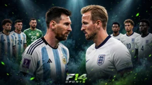 Jogadores de Argentina x Inglaterra perfilados antes de partida da Copa do Mundo 2026.